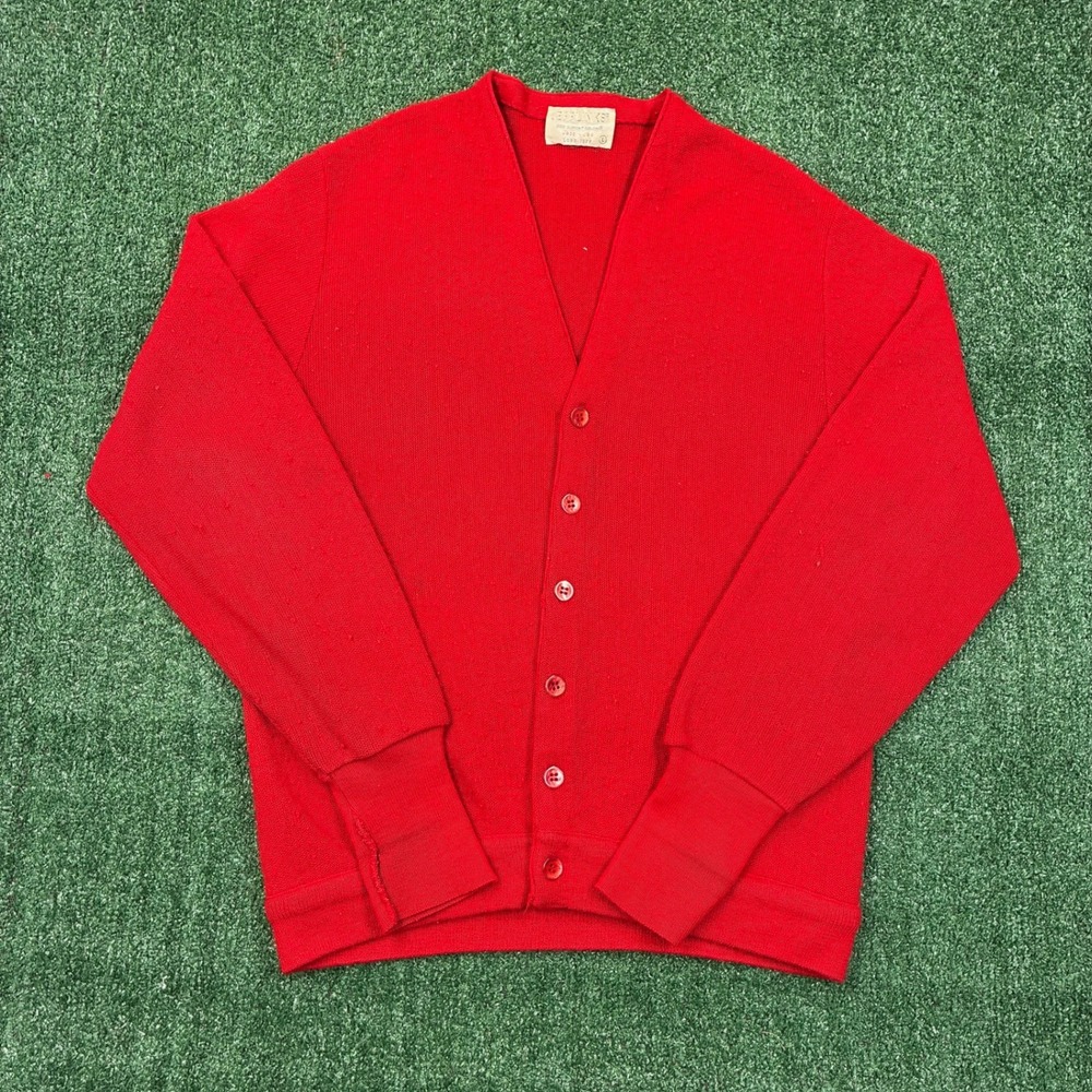 Vintage 1970's Lord Jeff Jefflinks‎ Red Cardigan Sweater